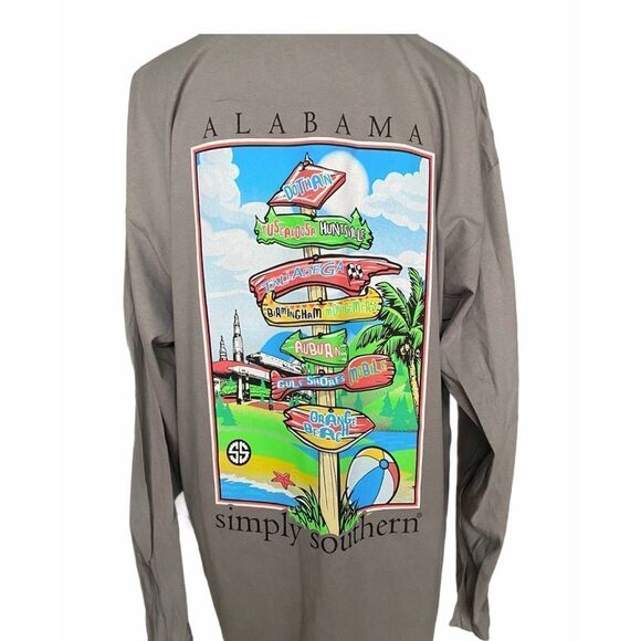 Simply Southern Alabama State Long Sleeve Light Gray Ladies US Size Small - Picture 5 of 8